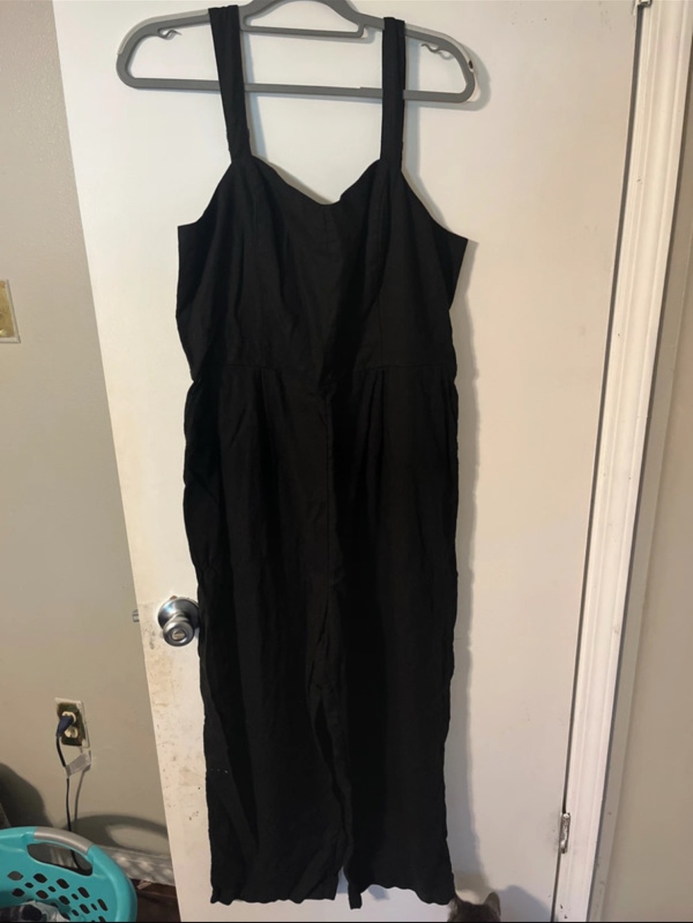 Old Navy Black Wide-Strap Linen-Blend Jumpsuit